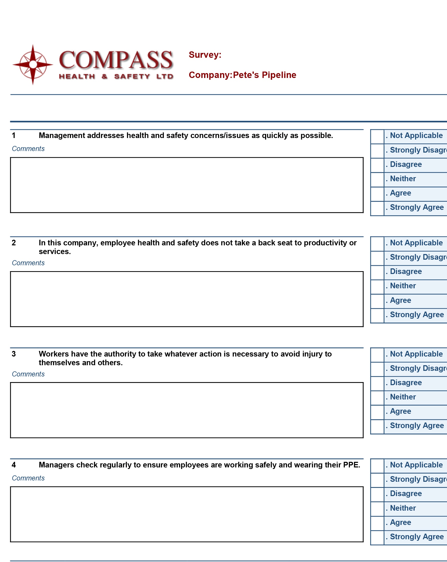 Compass Safety Perception Survey example
